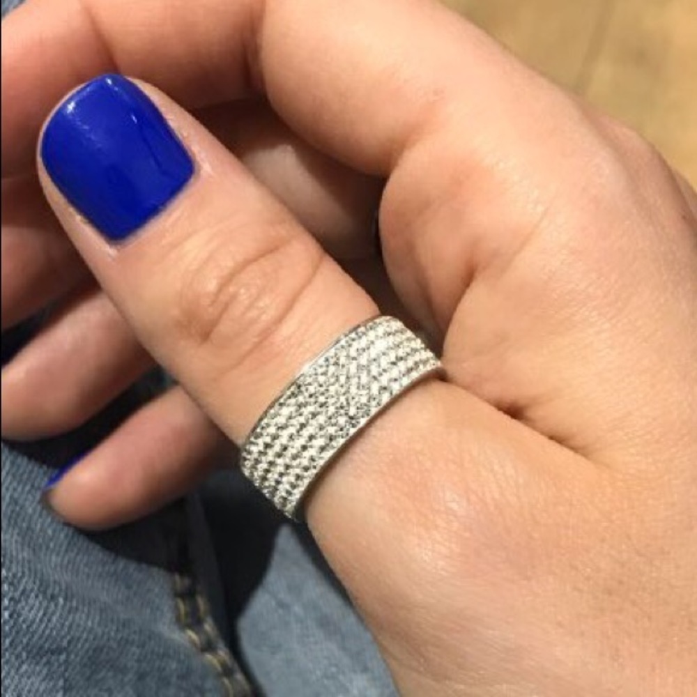 Rhinestone Crystal Clear Silver Ring Size 6-10